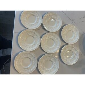 Set of 8 WEDGWOOD England PATRICIAN Embossed Scroll Saucers for Demitasse Cups